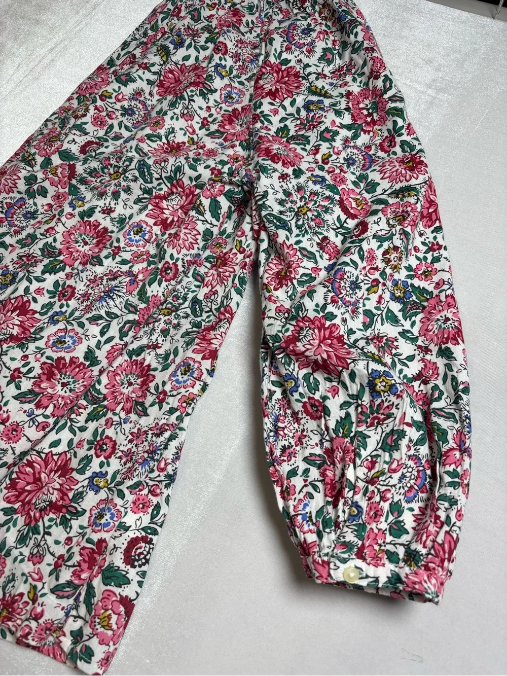 Old Navy Floral Tassel Peasant Blouse Large Pink Boho Flowy Top - Picture 6 of 8